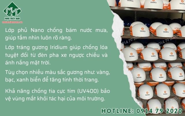 Bảo vệ mắt với kính tráng gương nón bảo hiểm chống lóa chuyên dụng