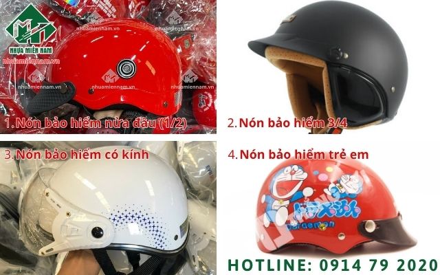 Các mẫu nón bảo hiểm nửa đầu và 3/4 phổ biến cho chiến dịch quà tặng