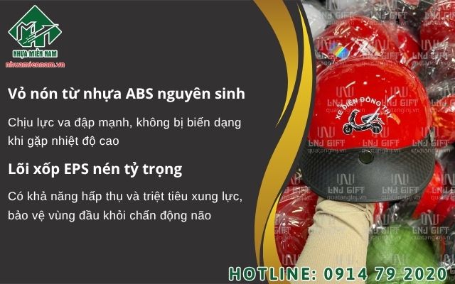Chất lượng vỏ nhựa ABS và lõi xốp trong sản xuất nón bảo hiểm