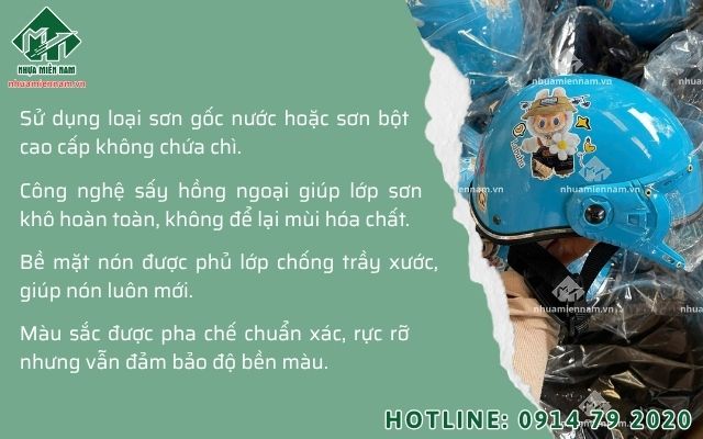 Công nghệ sơn nón bảo hiểm không độc hại, đảm bảo an toàn sức khỏe cho trẻ nhỏ