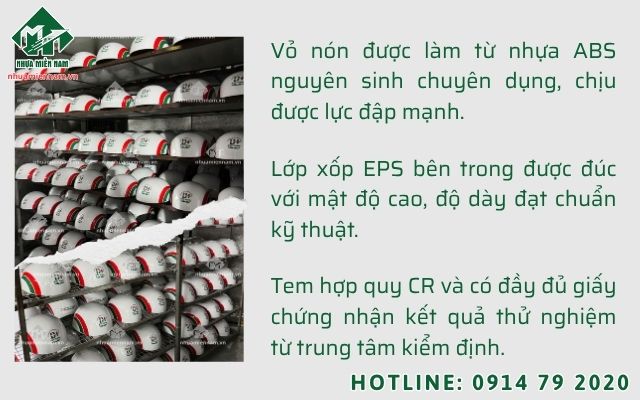 Đảm bảo tiêu chuẩn kiểm định đặt hàng tại xưởng sản xuất nón bảo hiểm giá gốc
