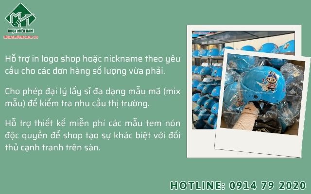Hỗ trợ đại lý online dịch vụ custom nón bảo hiểm số lượng ít nhưng giá sỉ