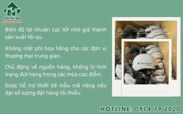 Lợi nhuận khi nhập hàng tại xưởng sản xuất nón bảo hiểm giá gốc
