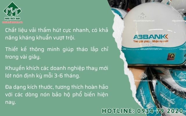 Lót nón bảo hiểm để đảm bảo vệ sinh lao động