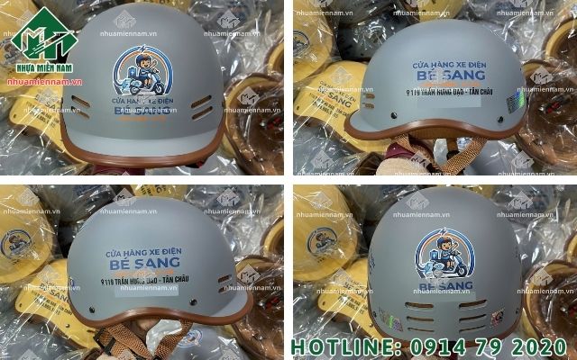 Nhận diện thương hiệu trên các mẫu nón bảo hiểm thiết kế riêng