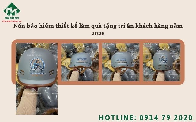 Nón bảo hiểm thiết kế làm quà tặng tri ân khách hàng năm 2026