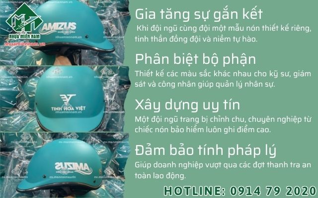 Trang bị nón bảo hiểm thiết kế riêng cho đội ngũ kỹ sư và công nhân