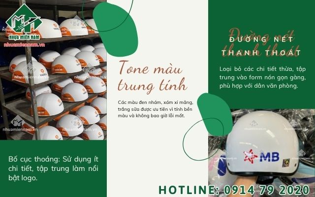 Phong cách tối giản trong thiết kế nón bảo hiểm quảng cáo