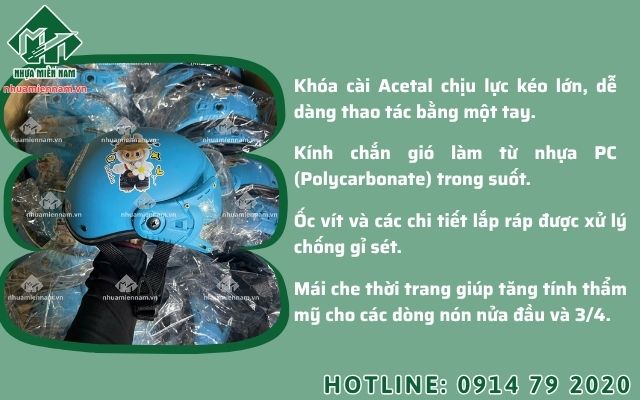 Phụ kiện nón bảo hiểm cao cấp từ khóa cài an toàn đến kính chắn gió chống trầy
