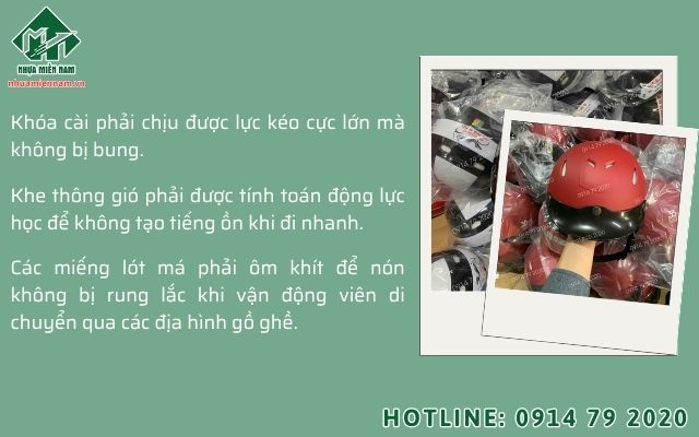 Quy trình kiểm định độ bền của phụ kiện nón bảo hiểm