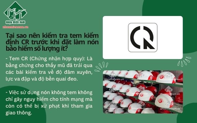 Tại sao nên kiểm tra tem kiểm định CR trước khi đặt làm nón bảo hiểm số lượng lớn?