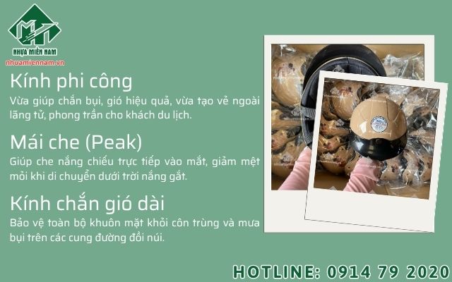 Tư vấn chọn kính phi công và mái che cho dòng nón du lịch 3/4 cao cấp