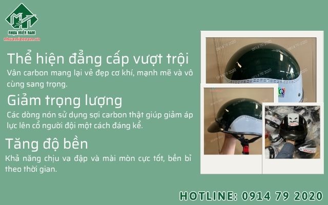 Ứng dụng họa tiết carbon nón bảo hiểm vào các dòng nón quà tặng