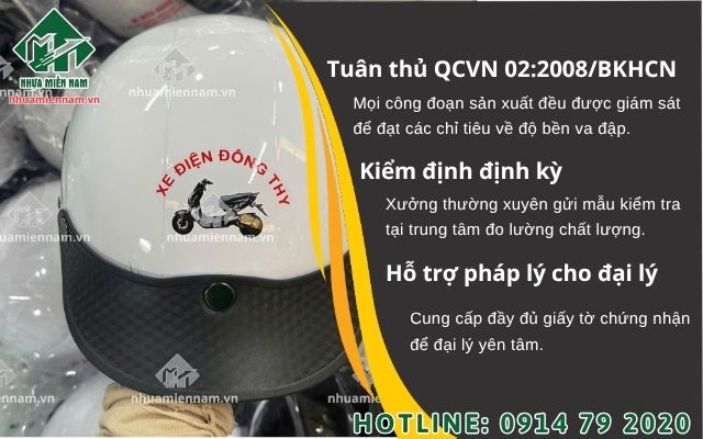 Xưởng sản xuất nón bảo hiểm đạt chứng nhận hợp quy (tem CR)