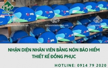 Nhận diện nhân viên bằng nón bảo hiểm thiết kế đồng phục